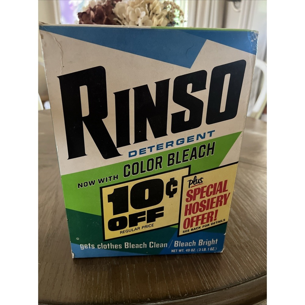 Vtg 1970 Rinso Detergent Color Bleach Sealed Box 3lb 1oz Movie Play Prop
